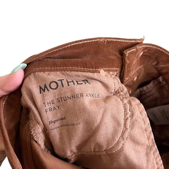 MOTHER | The Stunner Ankle Fray Hopscotch Pants Brown Cropped Button Fly - Picture 5 of 10